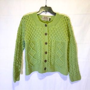 Aran Sweater Market Merino Wool Green Button up Sweater - Size Small